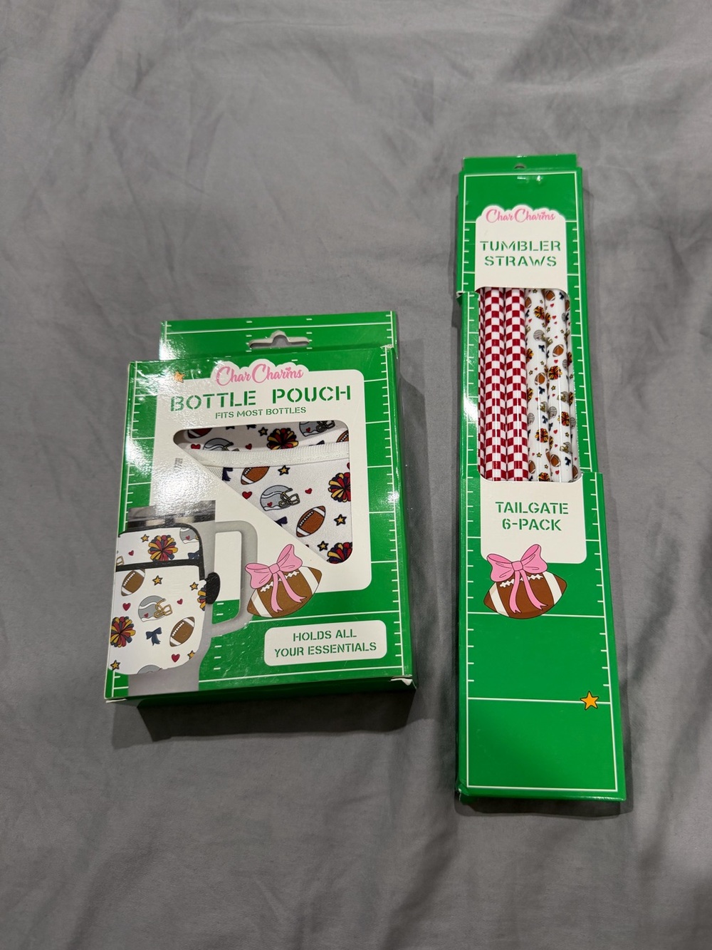 NIB - CharCharms Tailgate Pouch and Straws